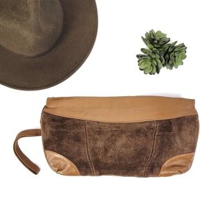 Vintage Leather Suede Clutch